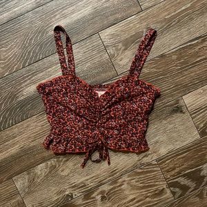 B-O-G collective- orange and blue floral cropped tank top